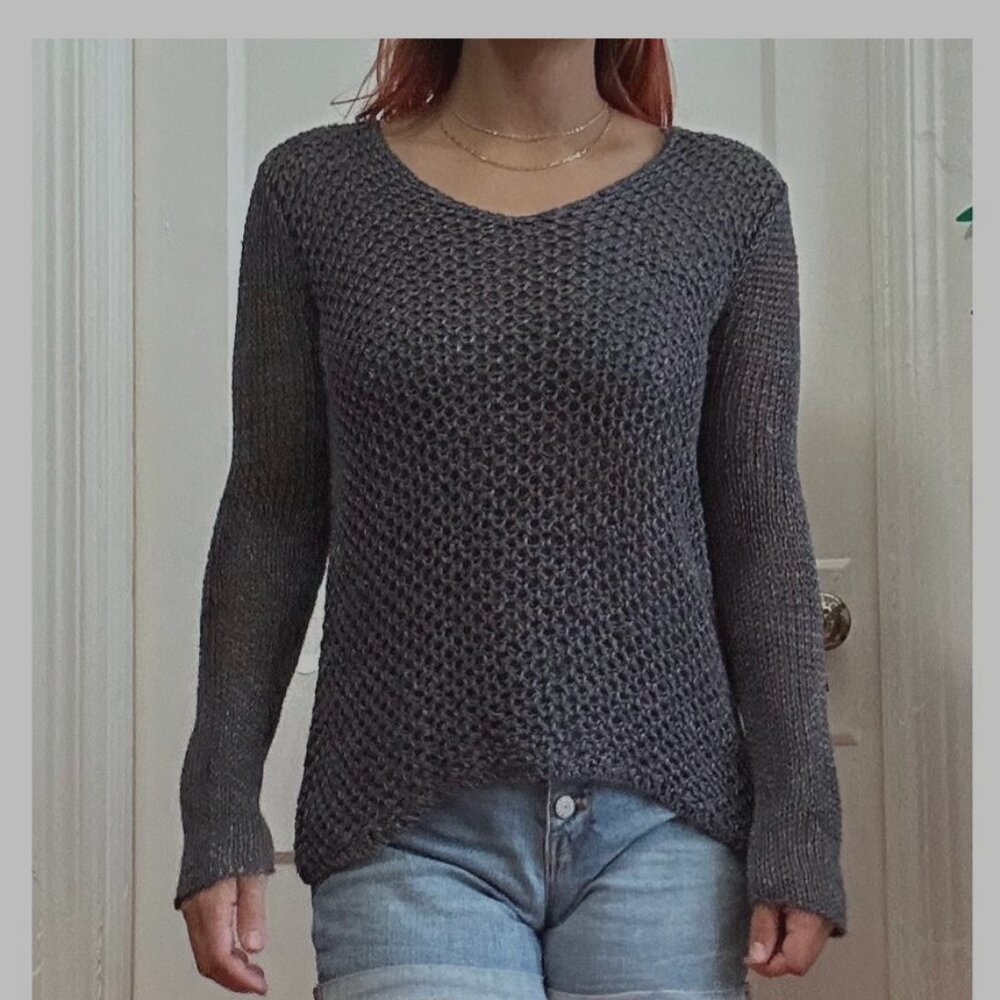 HELMUT 100% Linen Open Weave V-Neck Pullover Sweater size small